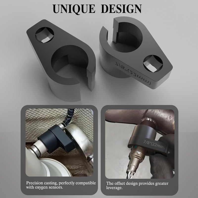 sguuuwt مفتاح حساس الأكسجين 3/8" × 7/8"، فولاذ سبائك 50BV30 مع تشطيب أكسيد أسود، مفتاح حساس O2 بحجم 22 مم، متوافق مع أداة إزالة حساس O2 لإزالة سهلة للحساسات - Image 5